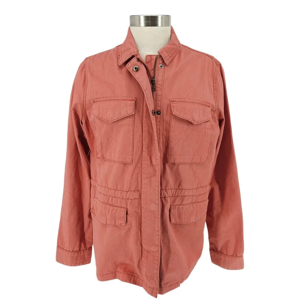Thread & Supply Cargo Utility Jacket Canyon Rose Long Sleeve Zip Cinched